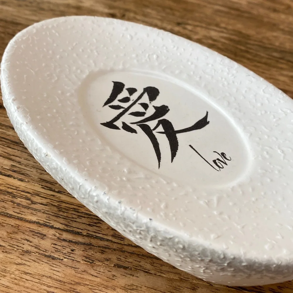 White Ceramic Happiness and Love Set